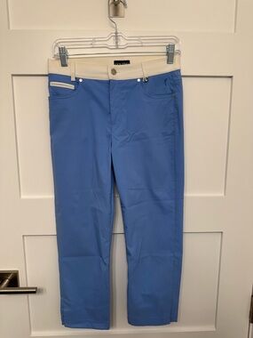 Golfino Light Blue Pants with Cream Waistband